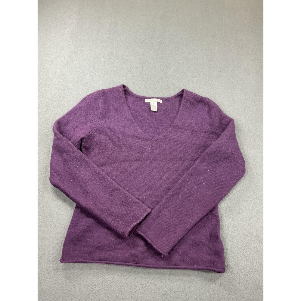 Sarah Spencer Sweater Womens Medium Purple Angora Wool V Neck Knit Pullover Soft